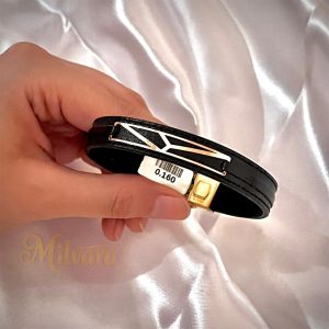 دستبند چرم طلا 18 عیارDT015