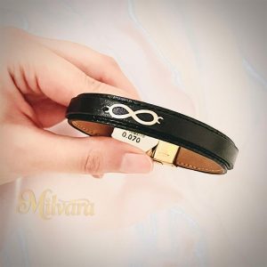 دستبند چرم طلا 18 عیار DT016