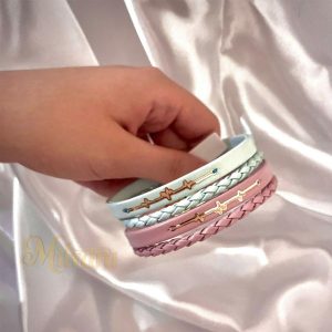 دستبند چرم طلا 18 عیار دخترانهDT013