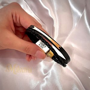 دستبند چرم طلا 18 عیارDT014