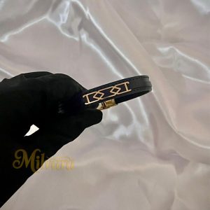 دستبند چرم طلای 18 عیار کمربندی مشکیDT09